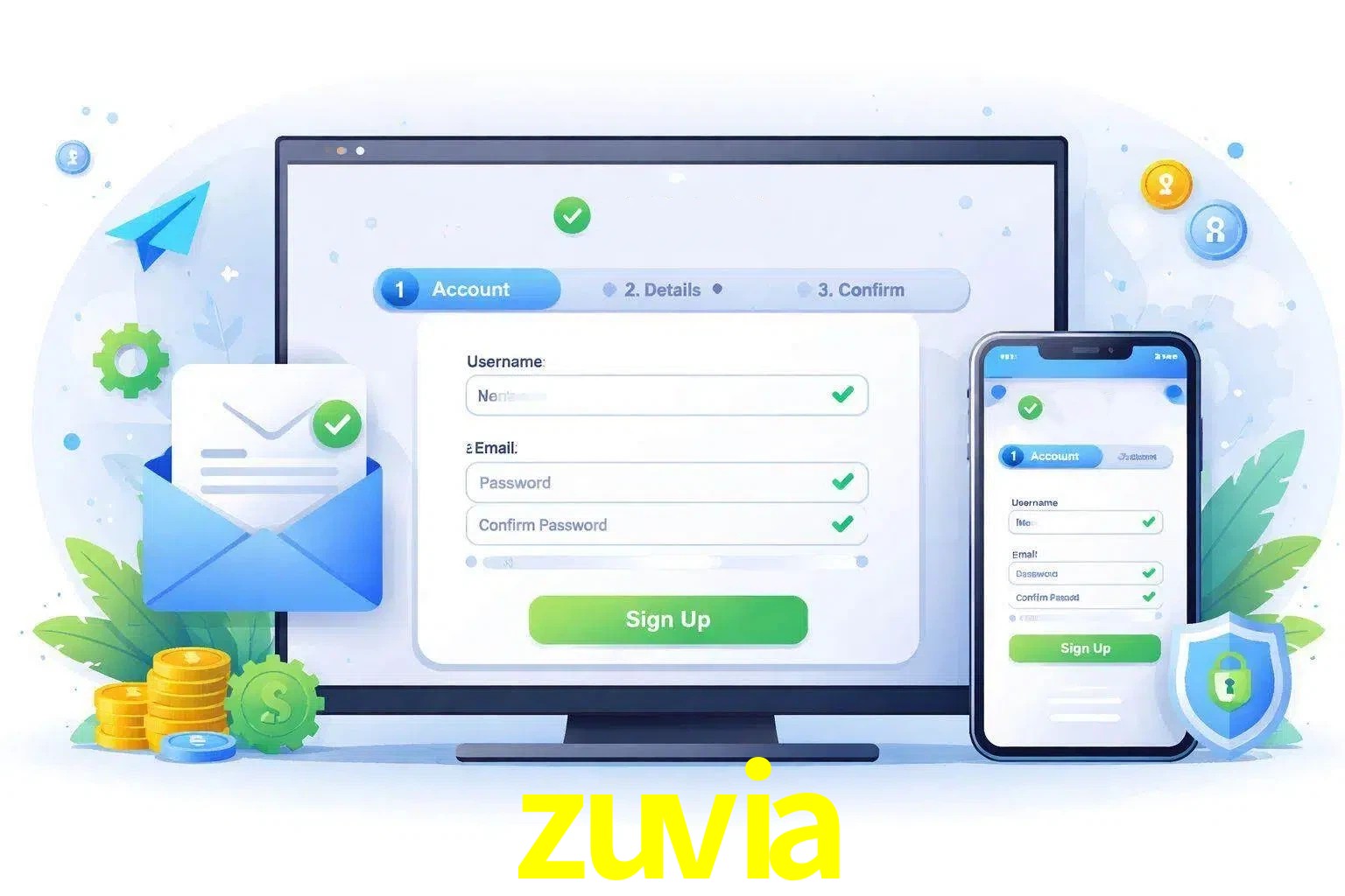 Registro de nuevo usuario y configuración de cuenta zuvia